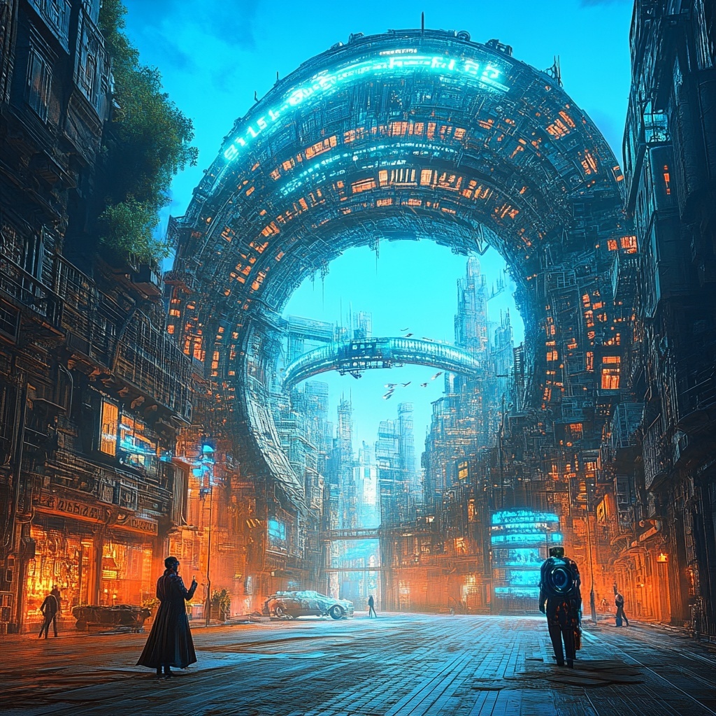 Création artistique numérique éclatante générée par Midjourney, représentant un paysage fantastique avec des couleurs vives et des formes surréalistes.